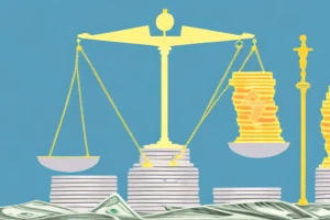 A justice scale with money on one side representing the concept of injury lawyer contingency fees