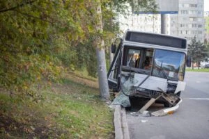Bus on the road after accident