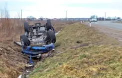 car rolled over in ditch