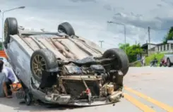 overturned car