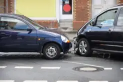 a head-on collision between two cars