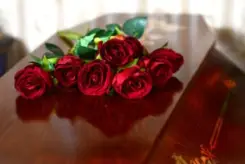 roses on a casket