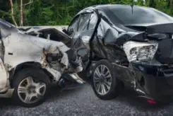 car with side-impact collision damage
