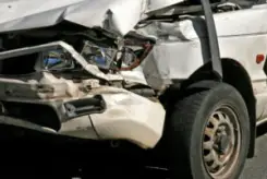 close-up of car damage after a hit-and-run accident