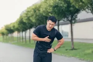 runner experiencing chest pains