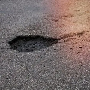 pothole in the road