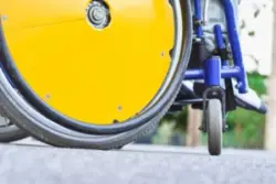 a wheelchair on a street