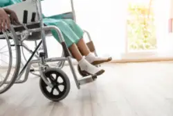 Someone in a wheelchair showing from the waist down