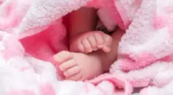 A pair of newborn baby feet