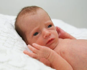 newborn with eyes open