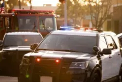 Emergency responders respond to an accident with a commercial vehicle.