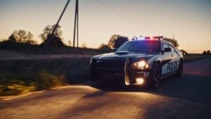 police car at scene of hit-and-run