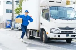 Amazon truck driver running
