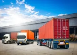cargo trucks at a hub