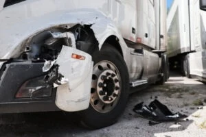 cracked white corner of a truck