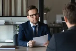 lawyer talking with his client