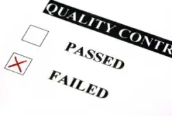 a quality control form with an “X” next to “failed”