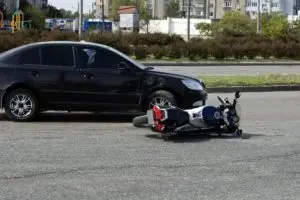 car and motorcycle in accident
