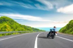 motorcyclist driving on a sunny day