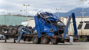 A semi-truck after a truck accident. How to prove negligence in a truck accident case.