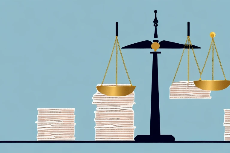 Justice scale with pilled docs representing how legal funding can level litigation