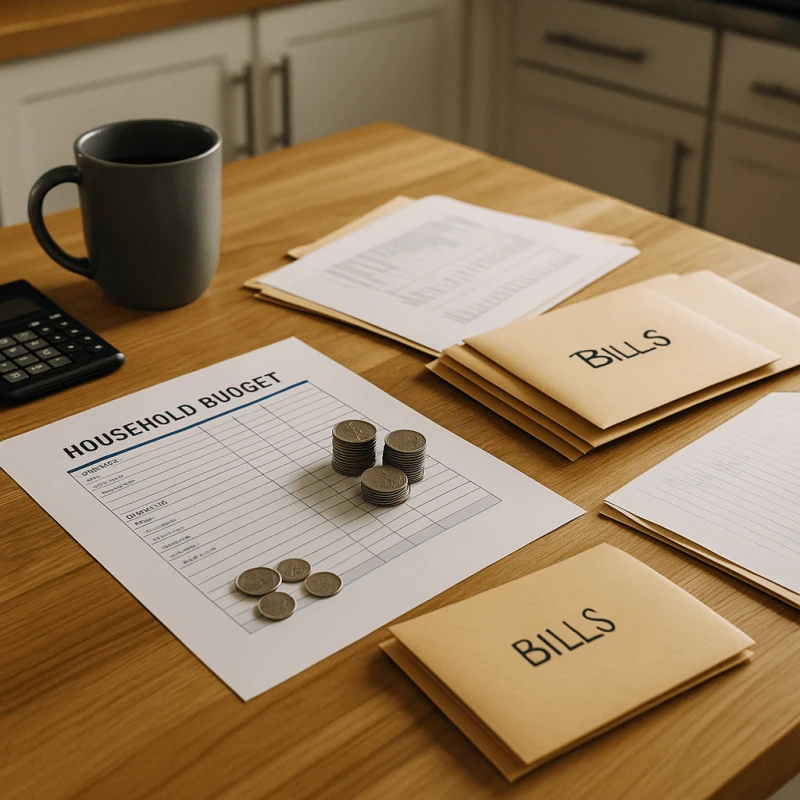 Organized household budget and calculator representing smart financial planning after receiving lawsuit funding