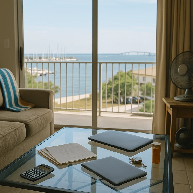Corpus Christi bayfront apartment interior depicting pre settlement funding in Corpus Christi easing financial strain after an accident claim