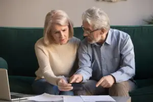 older couple going over their bills