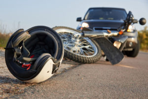 close-up on motorcycle crash