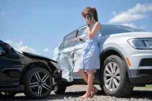 stressed woman driver talking on mobile