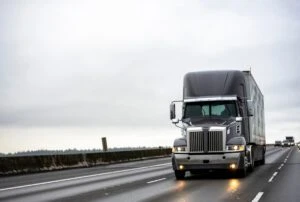 black big rig on the highway