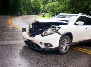 a white car after an accident that wasn’t their fault.