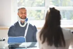 An injured man working with a personal injury lawyer in Mooresville, Indiana. 