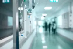 Doctors set up an IV in the emergency room.