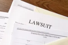 A close-up of the paperwork needed to open a lawsuit against Uber.