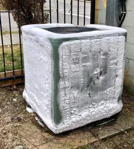 frozen outdoor air conditioning unit