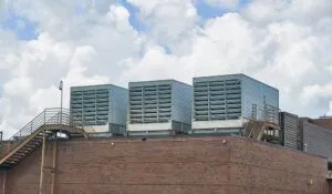 industrial air conditioners on roof building