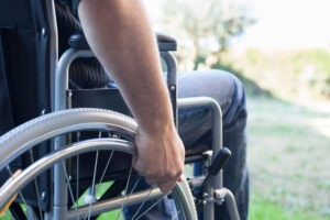 close-up of a man in a wheelchair
