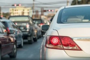 Car stuck in traffic jam