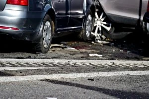 Two cars involved in a collision