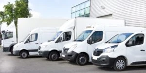 fleet of delivery vans