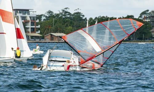 A boat sinks after a boating accident.