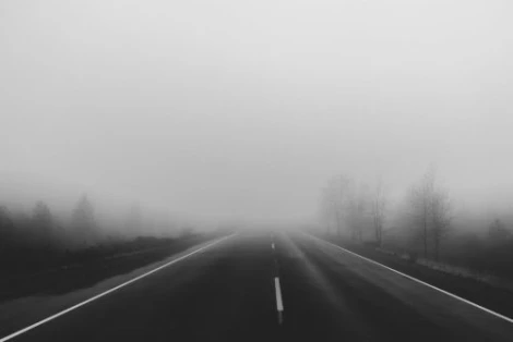 Foggy road conditions