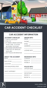 car accident checklist to keep in your vehicle