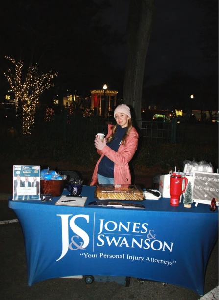 Marketing Coordinator Isabelle Geller at the Jones & Swanson table