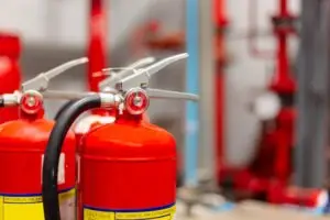 close-up on fire extinguishers