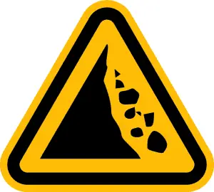 Falling Rocks Caution Sign