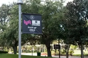 Uber and Lyft pick-up area sign