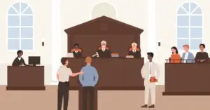 vector of a defendant testifying in court