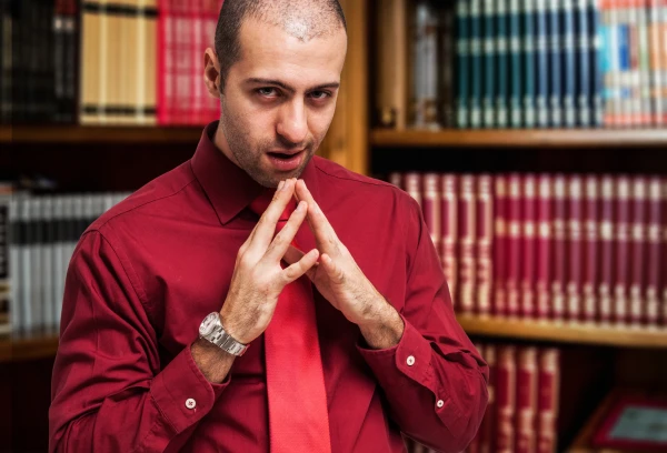 Shady businessman portrait